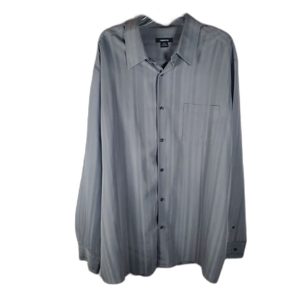Claiborne Men's Gray Long Sleeve Button Down Shirt Size XXL